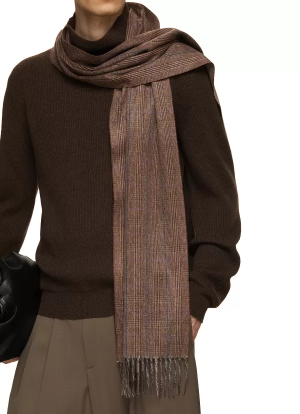 Scarves>COLOMBO Check Print Cashmere Scarf