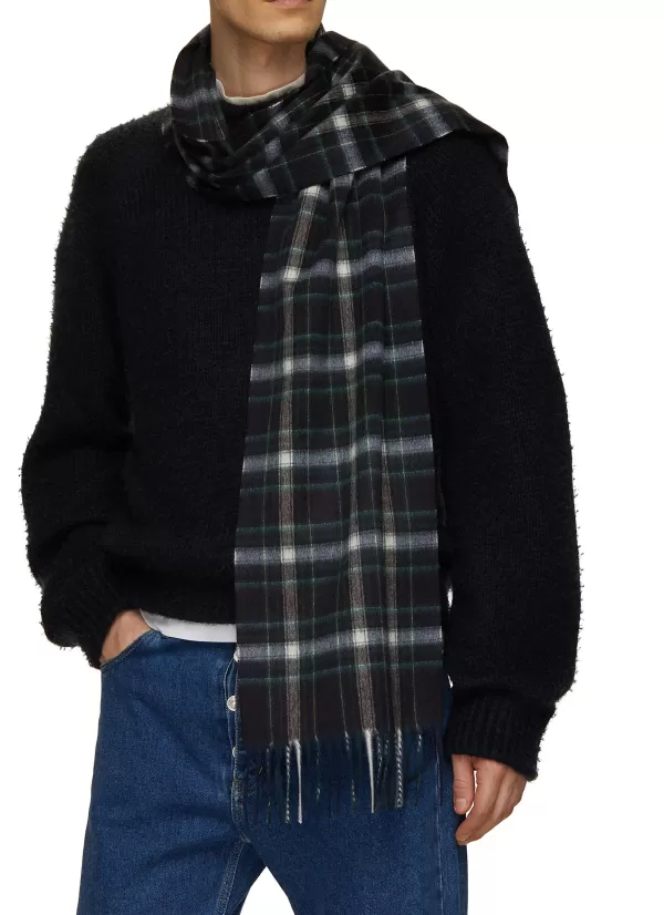 Scarves>COLOMBO Check Print Cashmere Scarf