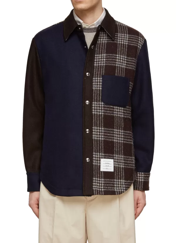 Jackets>THOM BROWNE Checked Wool Shirt