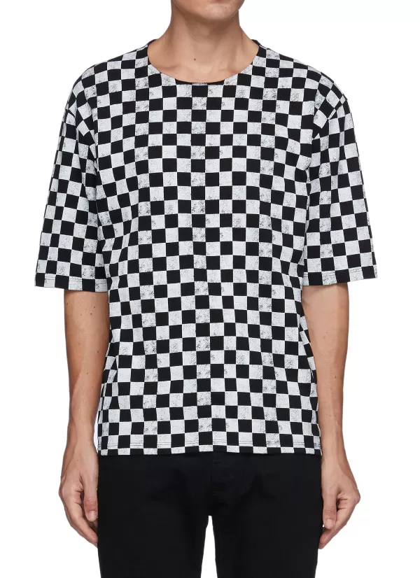 T-Shirts>SAINT LAURENT Checkerboard Mid Sleeves T-Shirt