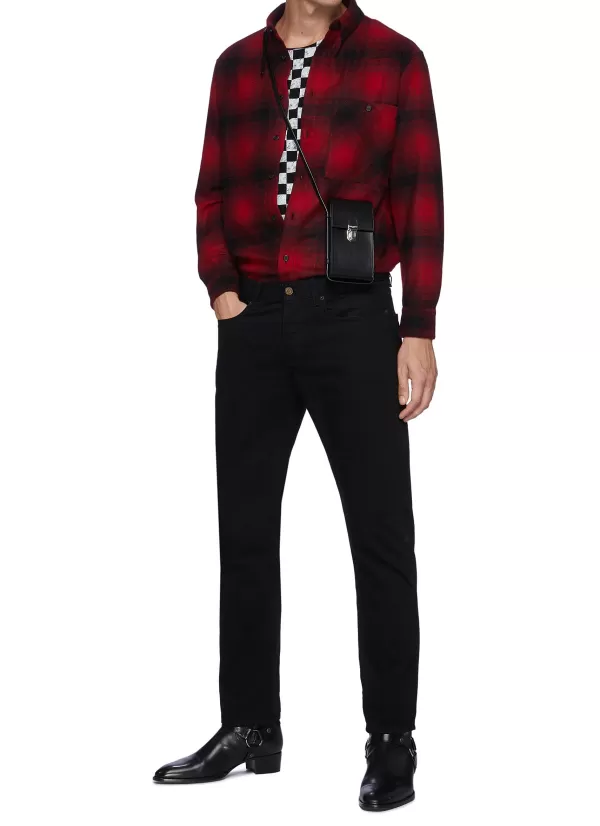 T-Shirts>SAINT LAURENT Checkerboard Mid Sleeves T-Shirt