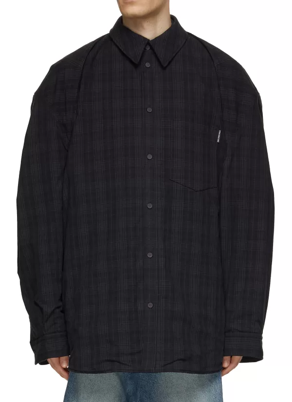 Shirts>BALENCIAGA Checkered Flannel Shirt With Detachable Sleeves