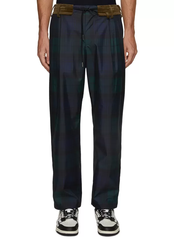 Pants>SACAI Checkered Print Drawstring Pants