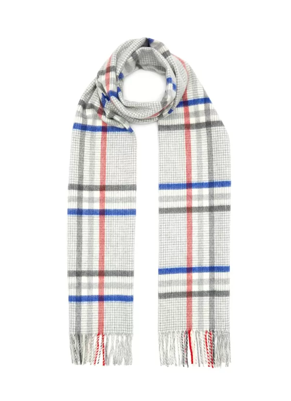 Scarves>JOHNSTONS OF ELGIN Chequered Houndstooth Wool Scarf