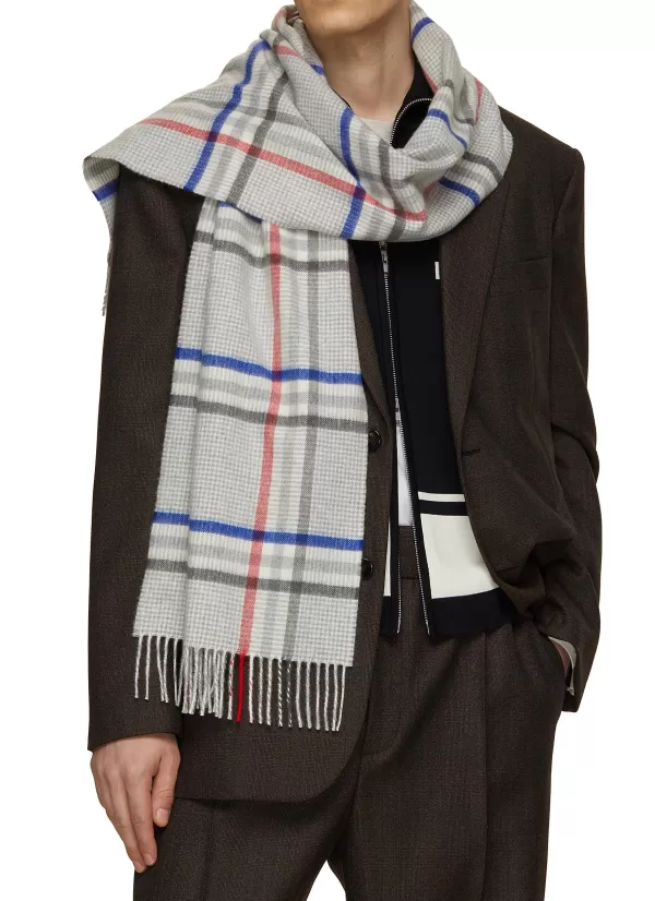 Scarves>JOHNSTONS OF ELGIN Chequered Houndstooth Wool Scarf