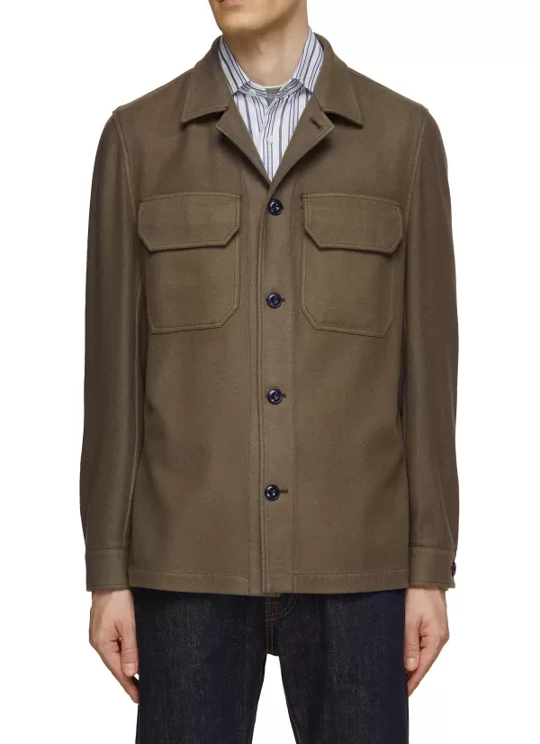 Jackets>EQUIL Chest Pocket Wool Blend Shirt Jacket