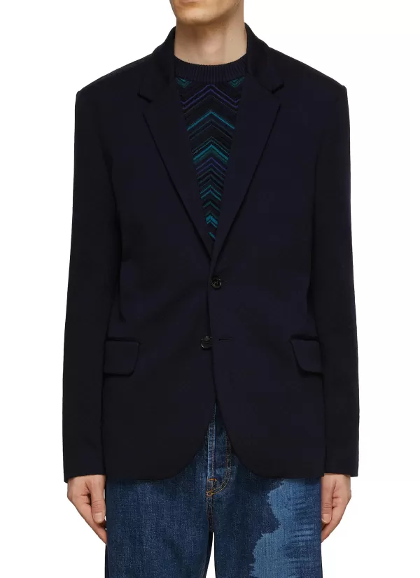 Suits>MISSONI Chevron Knit Single Breated Notch Lapel Blazer