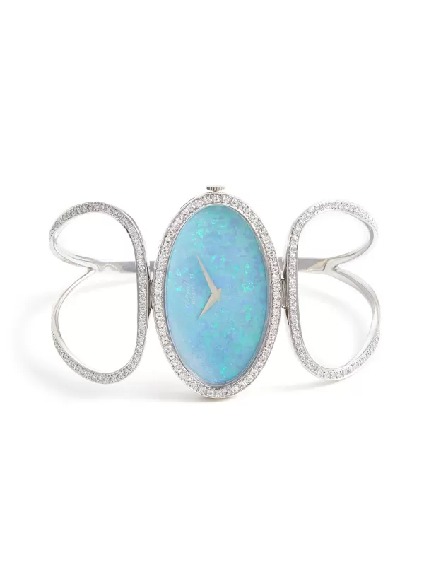 Watches>* Chopard Silver-Toned Opal Oval Dial Diamond Watch