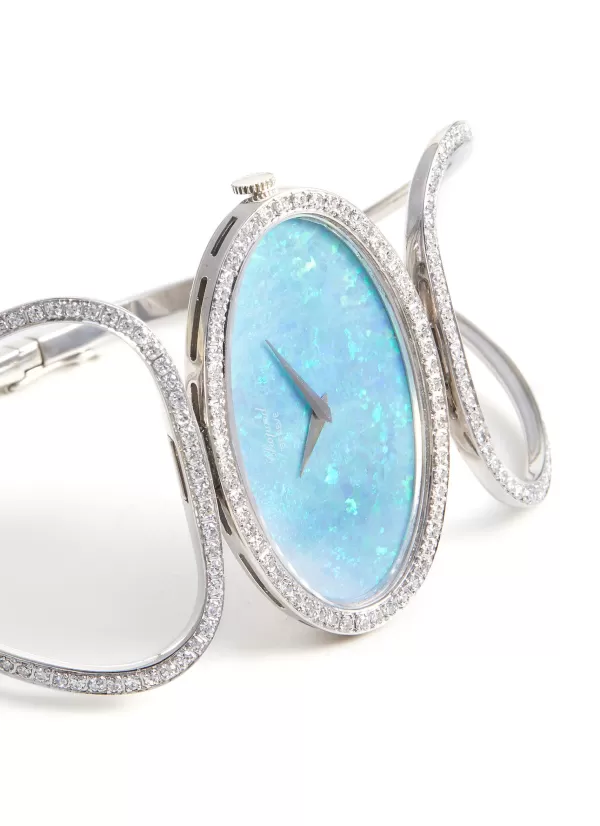 Watches>* Chopard Silver-Toned Opal Oval Dial Diamond Watch