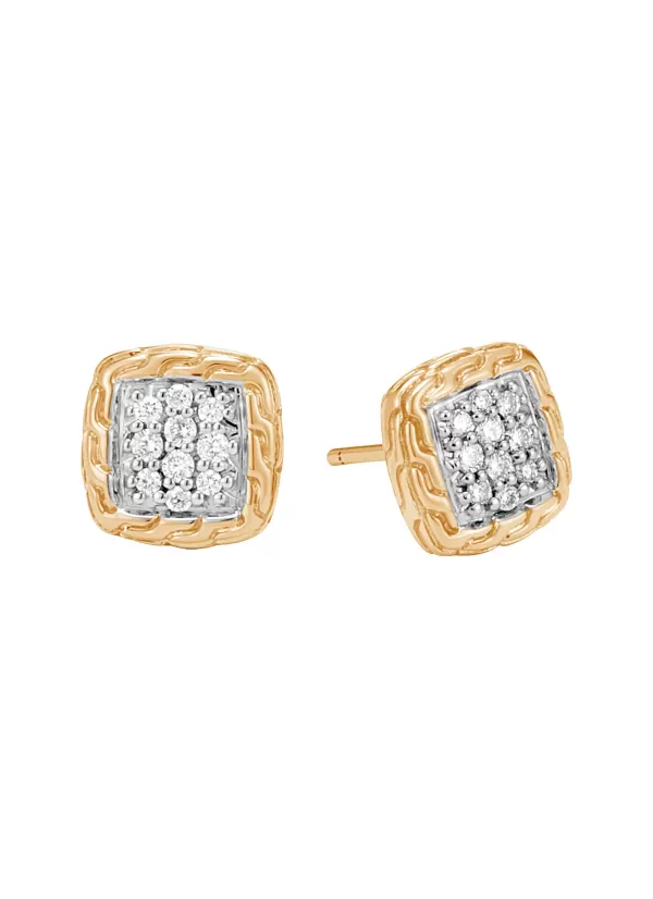 Fine Jewellery>JOHN HARDY Classic Chain 18K Gold Diamond Stud Earrings