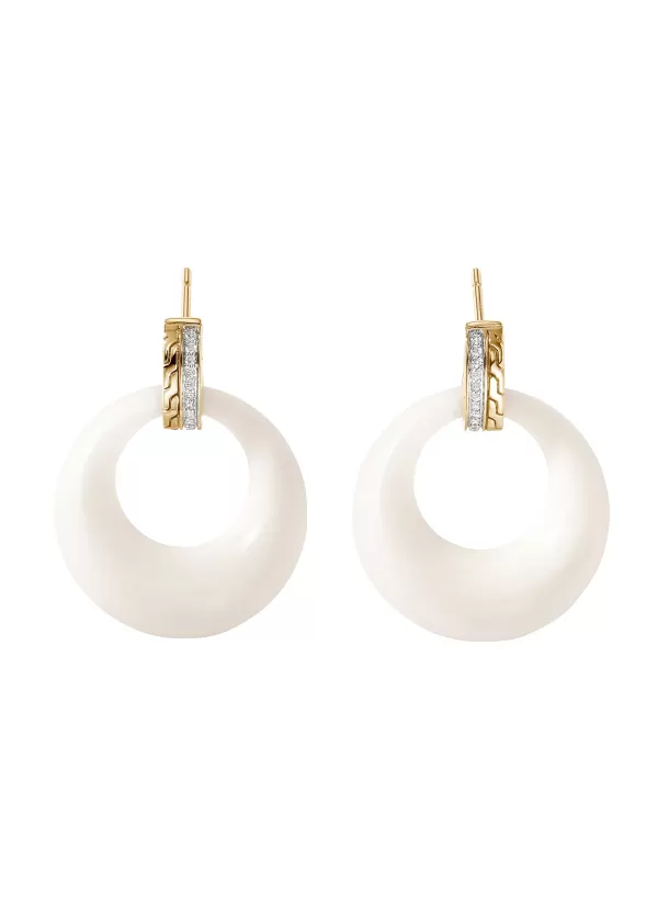 Fine Jewellery>JOHN HARDY Classic Chain 18K Gold Diamond Tagua Drop Earrings