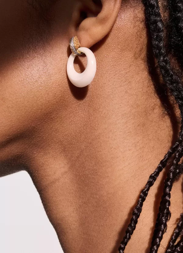 Fine Jewellery>JOHN HARDY Classic Chain 18K Gold Diamond Tagua Drop Earrings