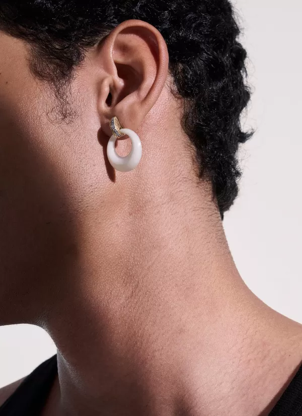 Fine Jewellery>JOHN HARDY Classic Chain 18K Gold Diamond Tagua Drop Earrings