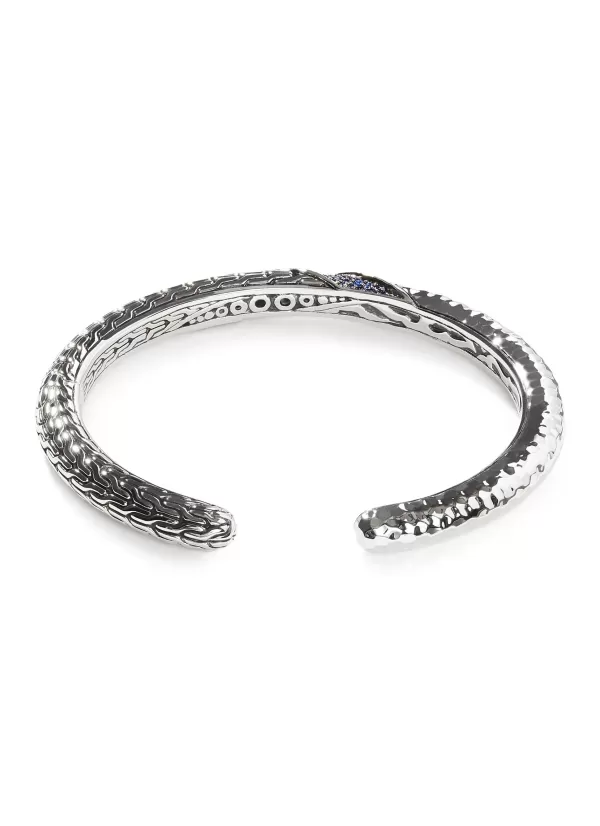Fine Jewellery>JOHN HARDY Classic Chain Blue Sapphire Twisted Hammered Sterling Silver Kick Cuff — Size M