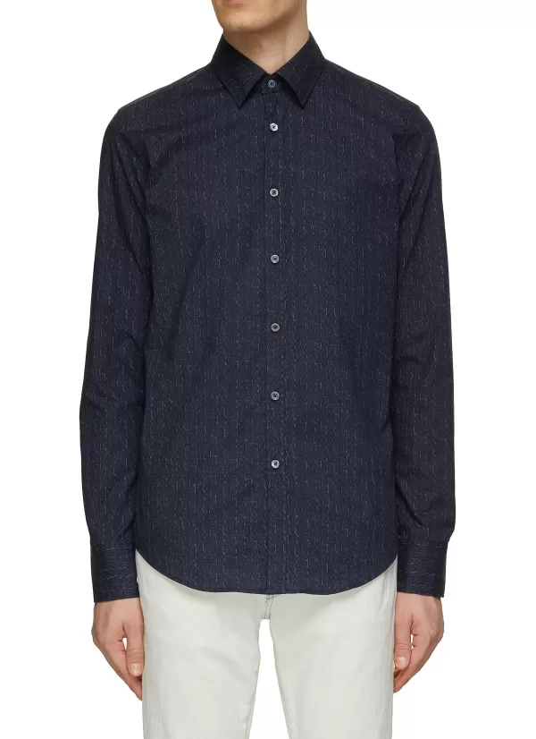 Shirts>CANALI Coin Dot Print Shirt