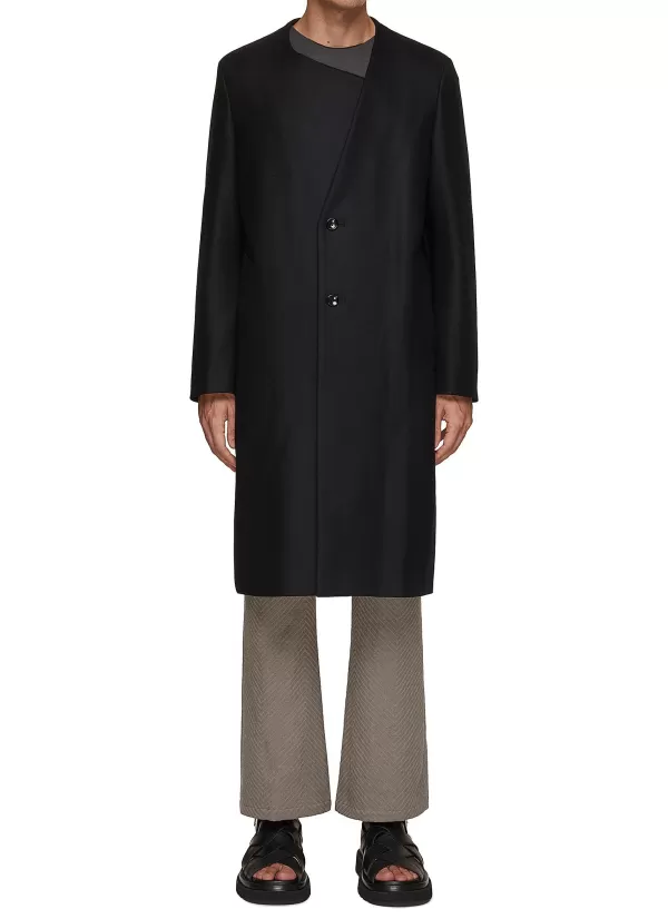 Coats>ATTACHMENT Collarless Double Breasted Chester Coat