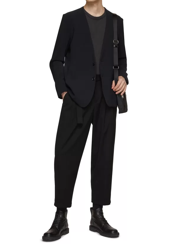 Suits>ATTACHMENT Collarless Single Breasted Blazer