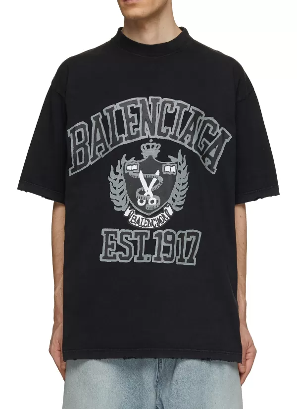 T-Shirts>BALENCIAGA College Logo T-Shirt