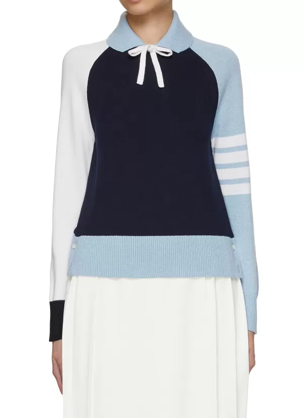 Tops>THOM BROWNE Colour Block 4 Bar Stripe Pullover