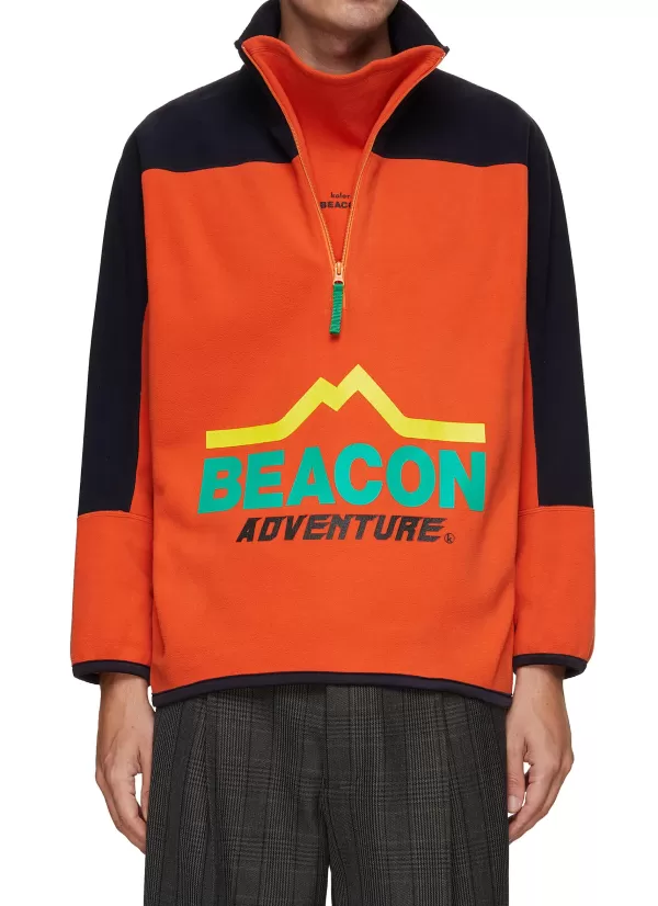 Pullovers & Hoodies>KOLOR BEACON Colour Block Half Zip Sweatshirt