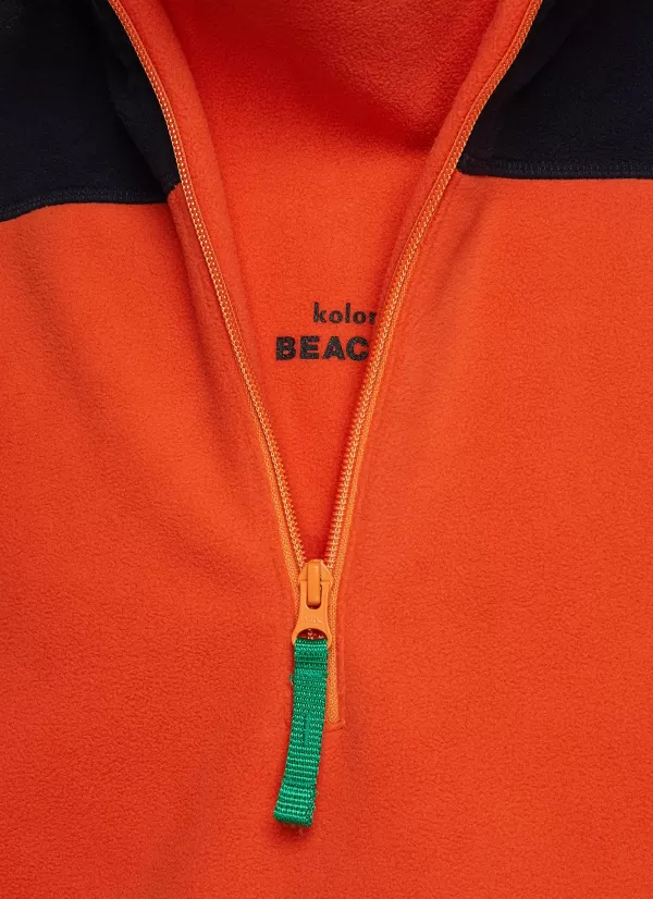 Pullovers & Hoodies>KOLOR BEACON Colour Block Half Zip Sweatshirt