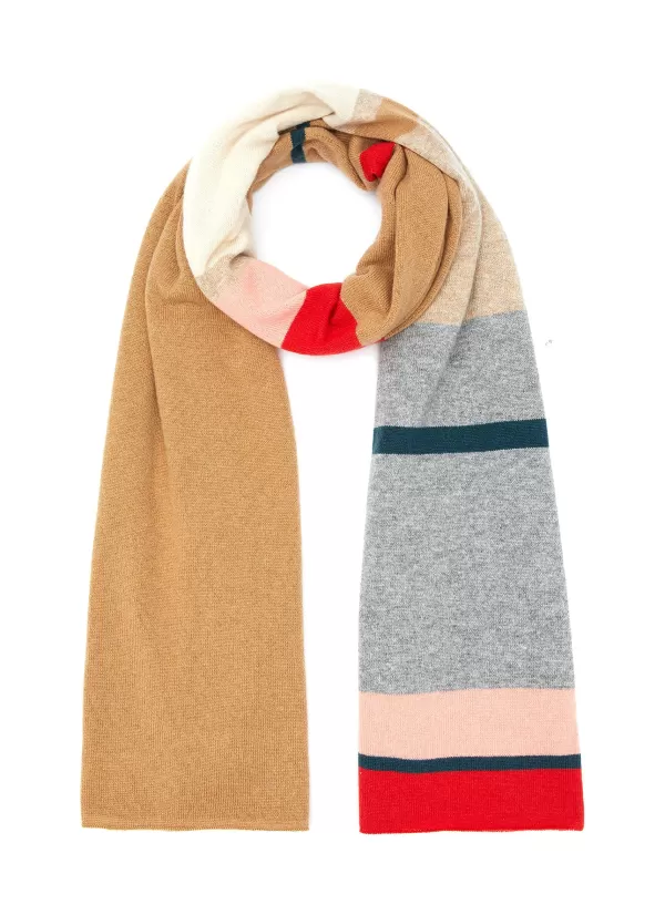 Scarves & Wraps>JOHNSTONS OF ELGIN Colour Block Stripe Cashmere Stole