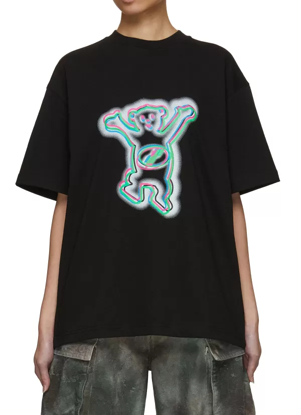 Tops>WE11DONE Colourful Teddy Graphic Print T-Shirt