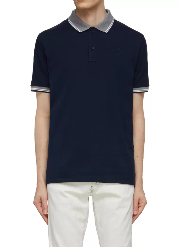 Polos>PAUL & SHARK Contrast Collar Cotton Polo Shirt