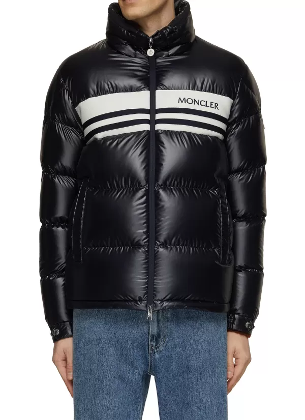 Jackets>MONCLER Contrast Knitted Band Puffer Jacket