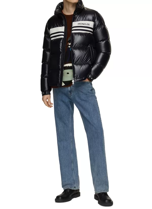 Jackets>MONCLER Contrast Knitted Band Puffer Jacket