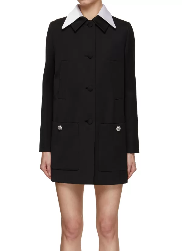 Coats>PRADA Contrast Lapel Duchesse Short Coat