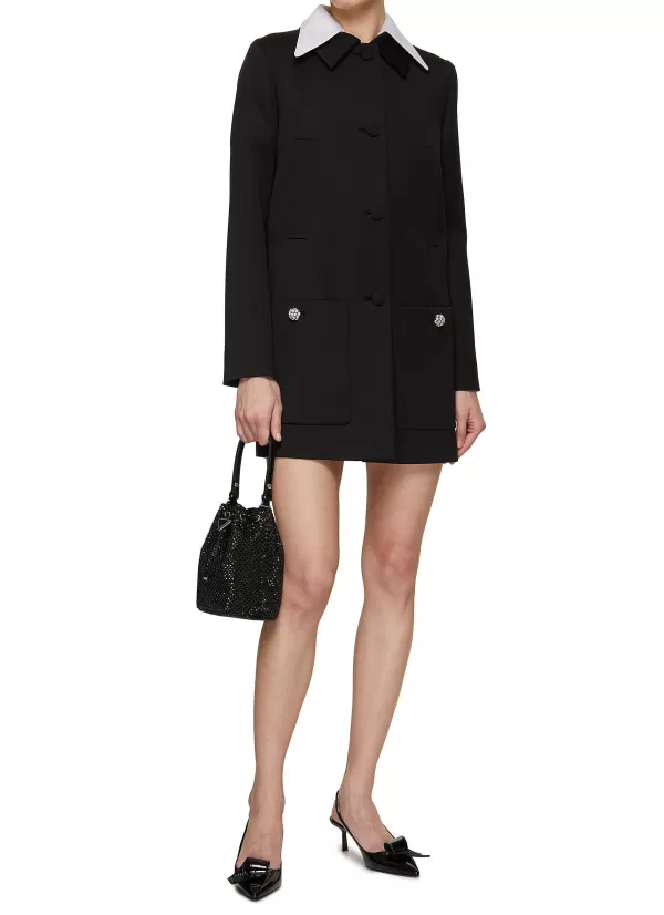 Coats>PRADA Contrast Lapel Duchesse Short Coat