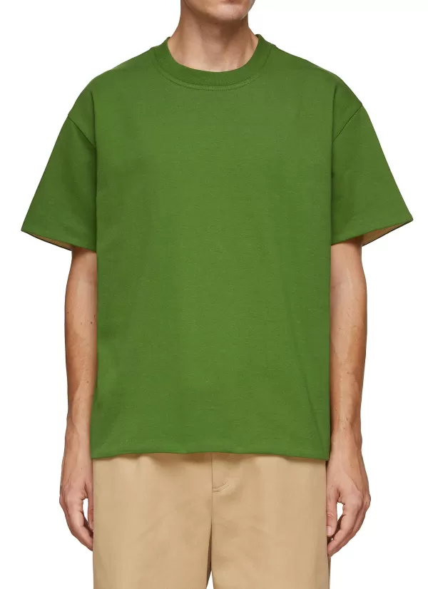 T-Shirts>BOTTEGA VENETA Contrast Sleeve Detail Double Layer Sunrise Light Cotton T-Shirt