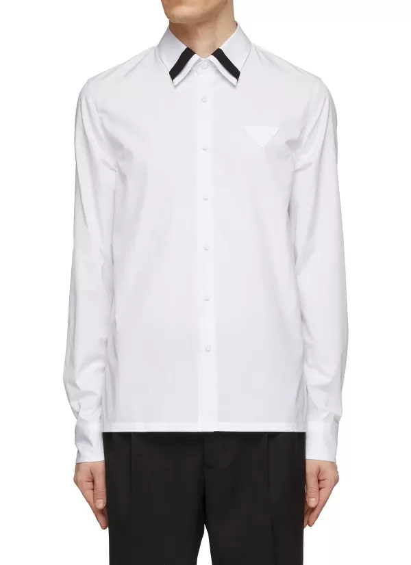 Shirts>PRADA Contrast Stripe Collar Shirt