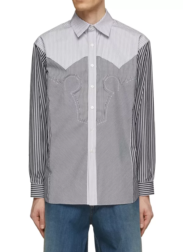 Shirts>MAISON MARGIELA Contrast Striped Western Shirt