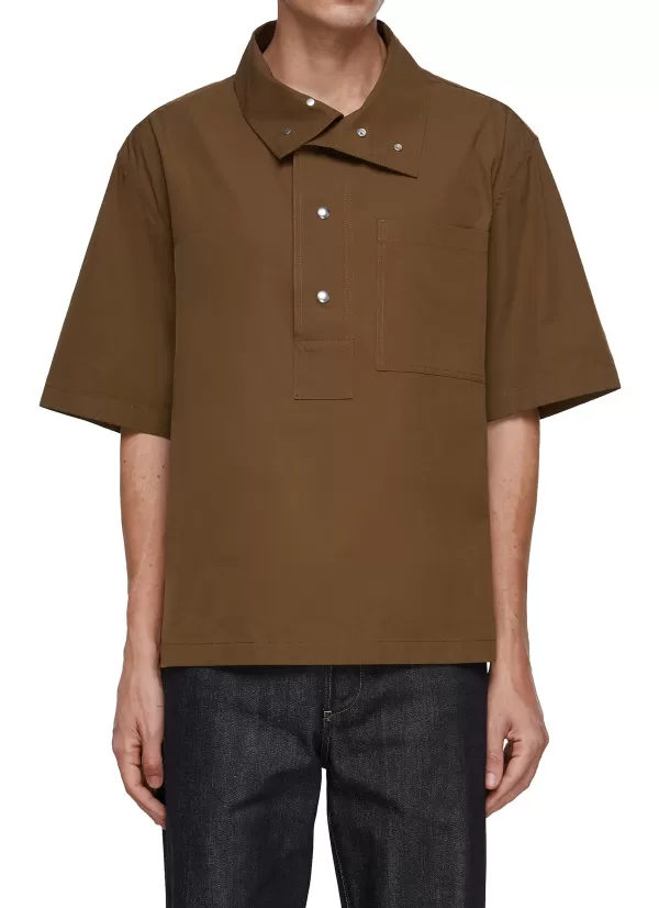 Shirts>BOTTEGA VENETA Convertible Collar Boxy Short Sleeve Shirt