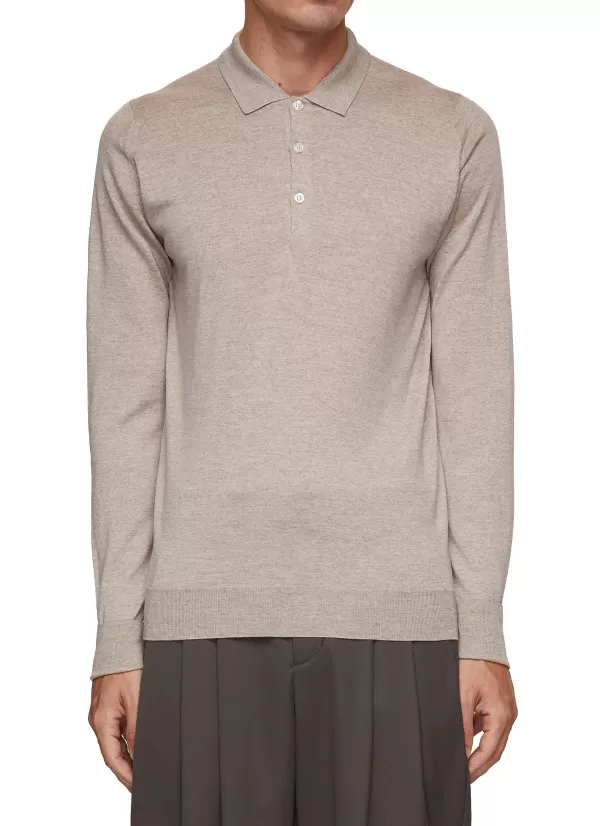 Polos>JOHN SMEDLEY Cotswold Wool Polo Shirt