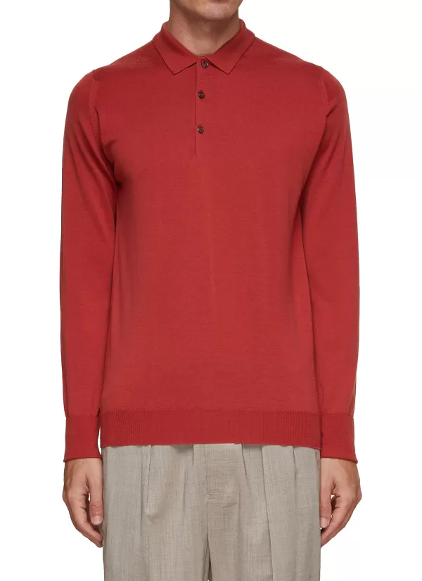 Polos>JOHN SMEDLEY Cotswold Wool Polo Shirt