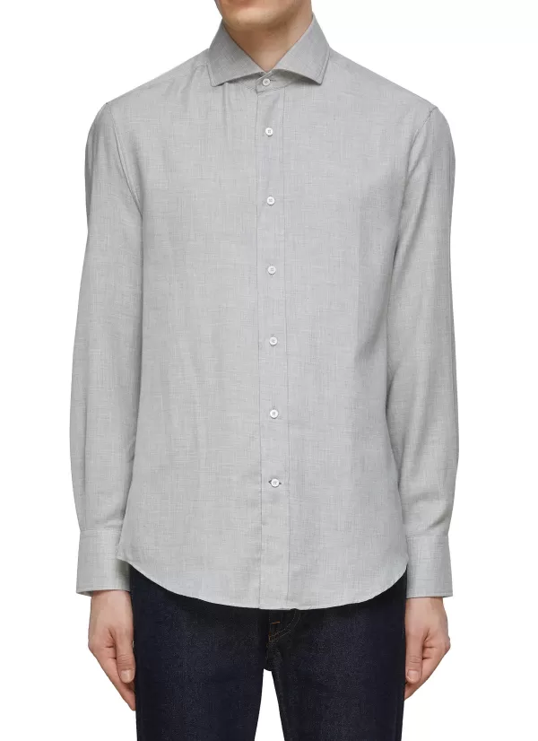 Shirts>BRUNELLO CUCINELLI Cotton Cashmere Blend Shirt