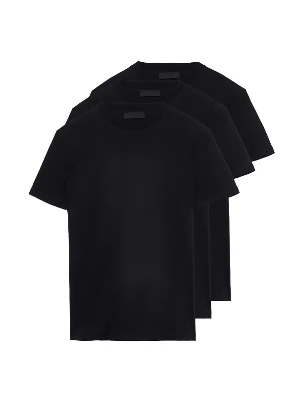 T-Shirts>PRADA Cotton Jersey T-Shirt 3-Pack Set