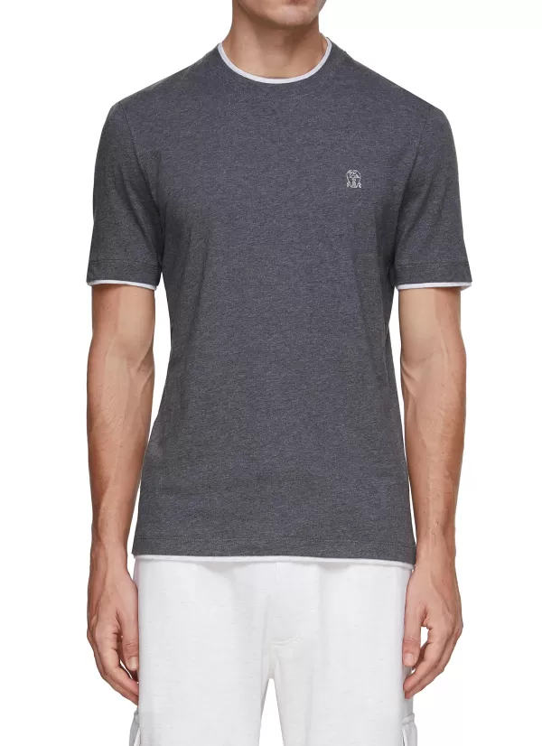 T-Shirts>BRUNELLO CUCINELLI Cotton Layered T-Shirt