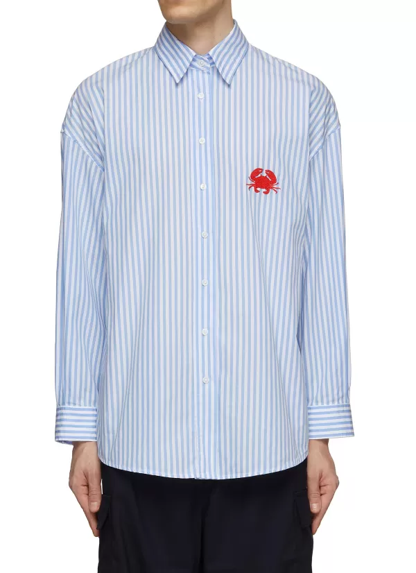 Shirts>JOSHUA’S Crab Embroidered Stripe Shirt