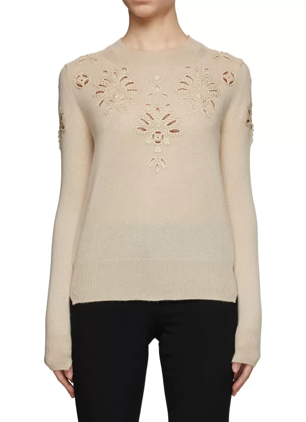 Tops>ERMANNO SCERVINO Crewneck Macrame Cashmere Knit Top