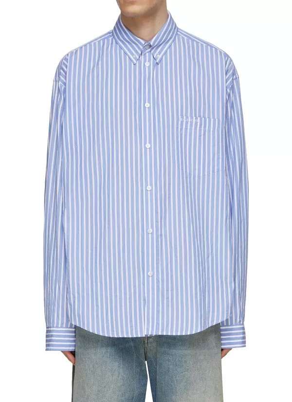 Shirts>BALENCIAGA Crinkled Striped Shirt