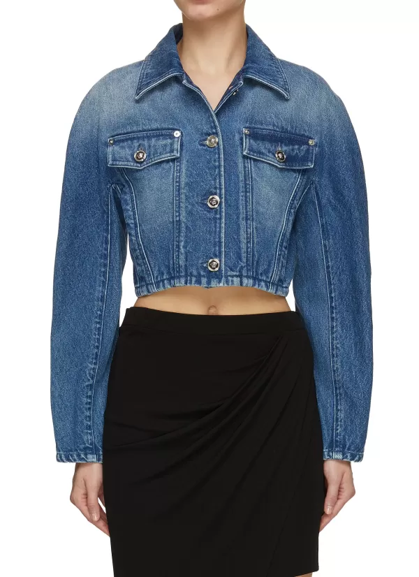 Jackets>VERSACE Cropped Denim Jacket