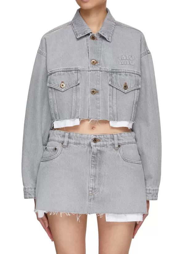 Jackets>MIU MIU Cropped Denim Jacket