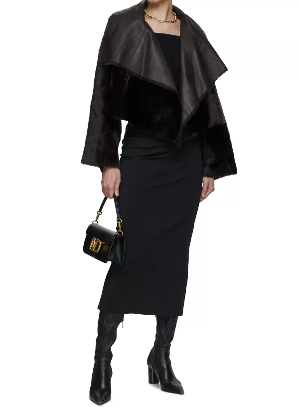 Jackets>YVES SALOMON Cropped Draped Collar Wrap Jacket