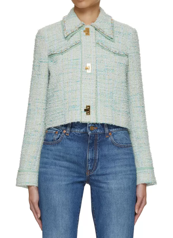 Jackets>ST. JOHN Cropped Eyelash Tweed Jacket