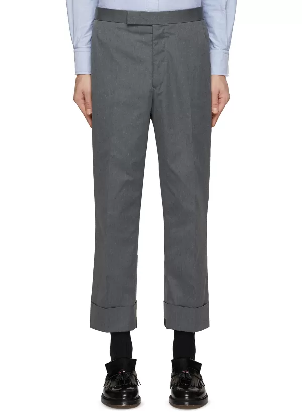 Pants>THOM BROWNE Cropped Flat Front Pants