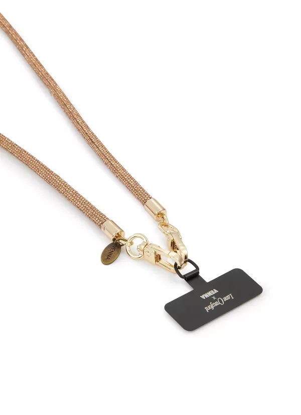 Tech Accessories>VENNA Crystal Embellished Phone Strap — Crystal Copper